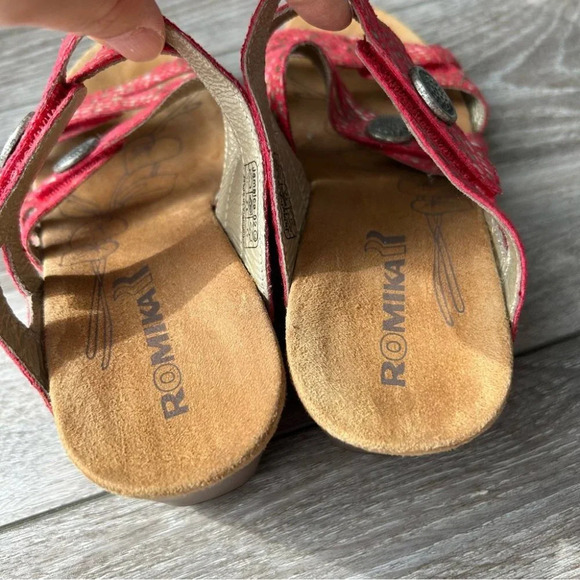 Romika  Red Metallic Wedge Sandals - Picture 7 of 15